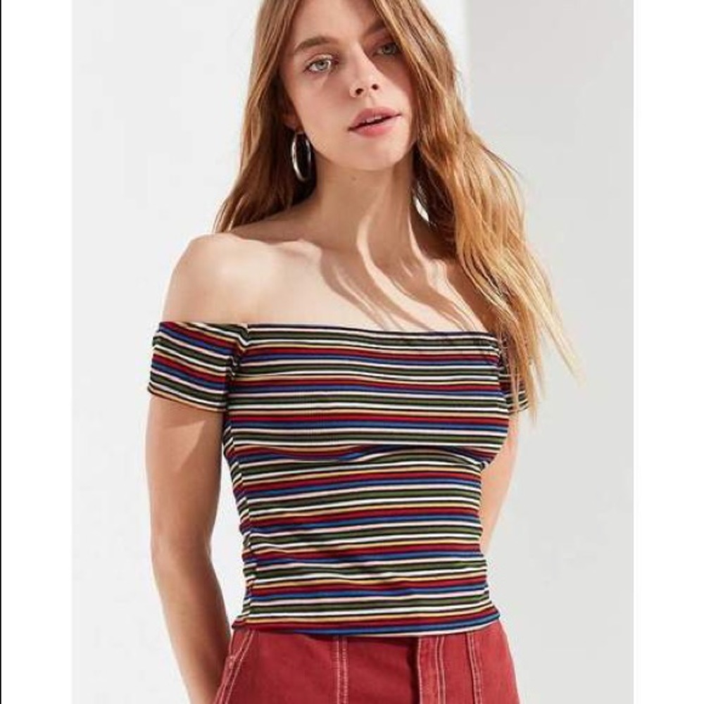Urban Outfitters Off The Shoulder Striped Crop Top
